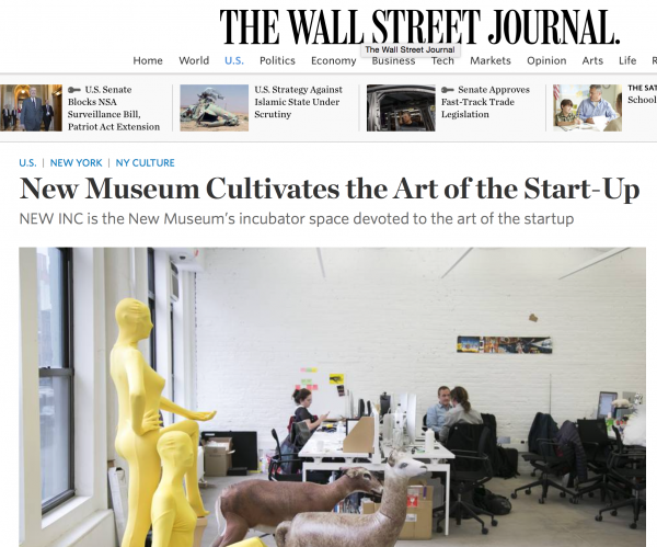 New Museum Carlo Van de Roer and SATELLITE LAB in WSJ